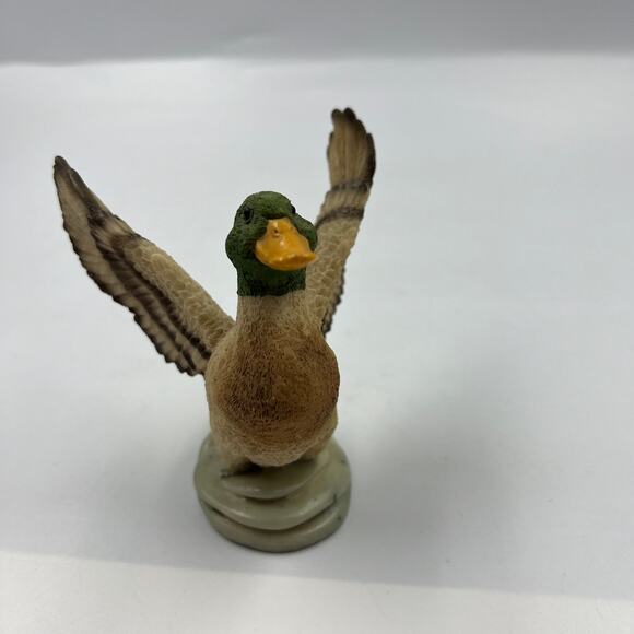 Vintage HTF Stone Critters Resin Mallard Duck 4" Figurine 1990 Open Wings Flight - Picture 9 of 12